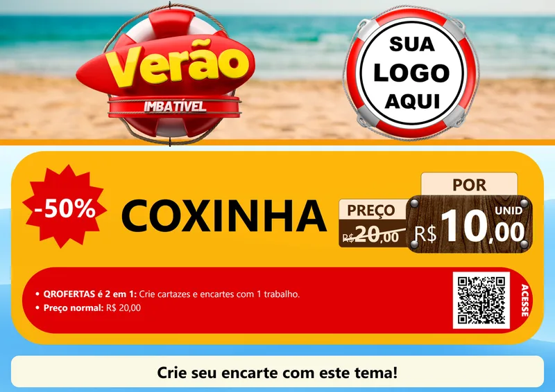 Modelo de Cartaz para Cartaz A4 Horizontal com o tema Verão Imbatível para Salgadaria