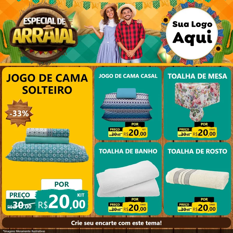 Modelo de Rede Social para Feed Facebook com o tema Especial De Arraial para Cama, Mesa e Banho