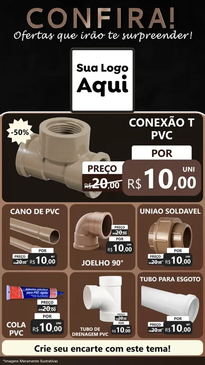 Modelo de Rede Social para Stories com o tema Confira! Ofertas que irão te surpreender! para Tubos e conexões