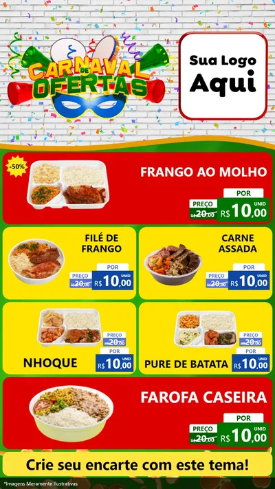 Modelo de TV para TV Vertical com o tema Carnaval de Ofertas para Restaurante