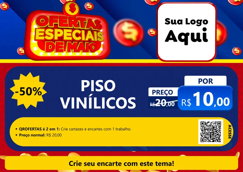 Modelo de Cartaz para Cartaz A4 Horizontal com o tema Ofertas Especiais de Maio para Material para Construção