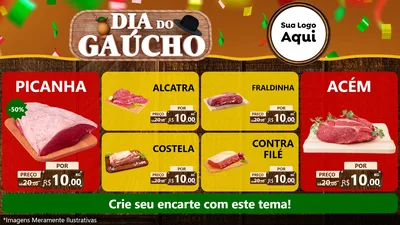 Modelo de TV para TV Horizontal com o tema Dia do Gaúcho para Açougue