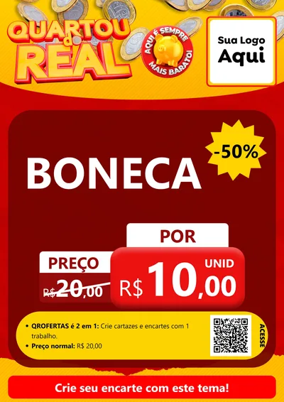 Modelo de Cartaz para Cartaz A4 Vertical com o tema Quartou do Real para Brinquedos