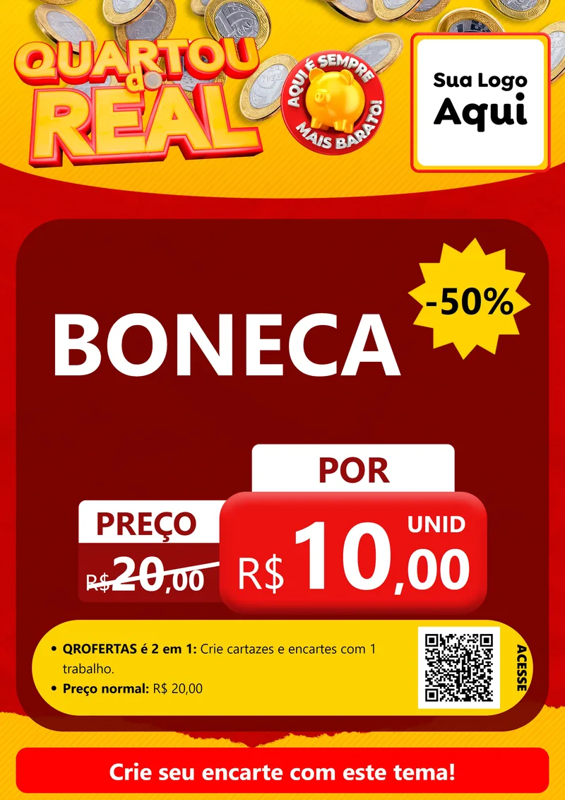 Modelo de Cartaz para Cartaz A4 Vertical com o tema Quartou do Real para Brinquedos