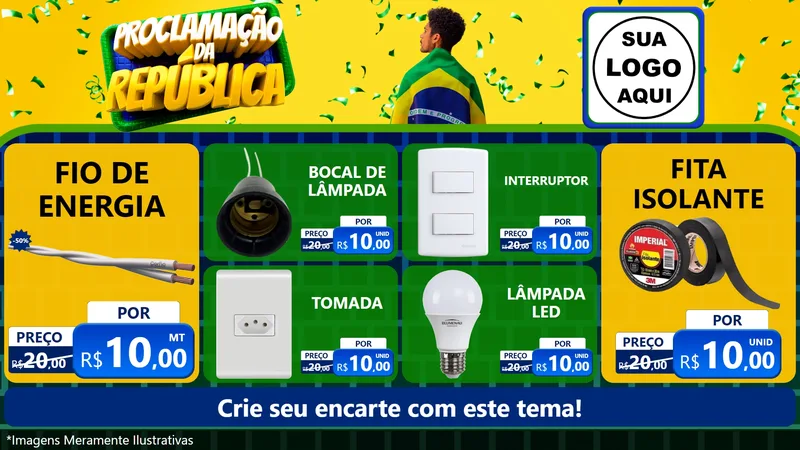 Modelo de TV para TV Horizontal com o tema Proclamação da República para Materiais Elétricos