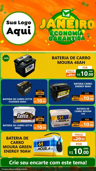 Modelo de TV para TV Vertical com o tema Janeiro - Economia Garantida para Baterias Elétricas