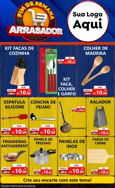 Modelo de Encarte para Encarte Grande com o tema Fim De Semana Arrasador para Utilidades Domésticas