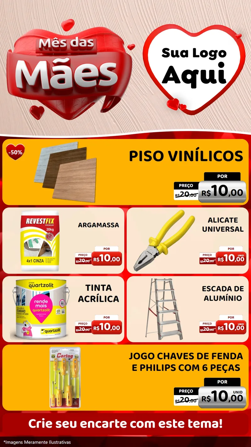 Modelo de TV para TV Vertical com o tema Mês das Mães para Material para Construção