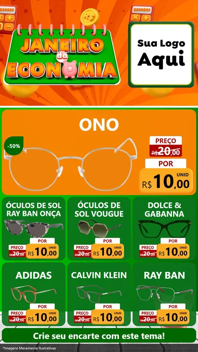 Modelo de Rede Social para Stories com o tema Janeiro da Economia para Óticas