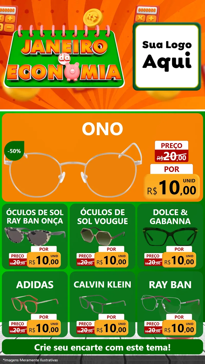 Modelo de Rede Social para Stories com o tema Janeiro da Economia para Óticas
