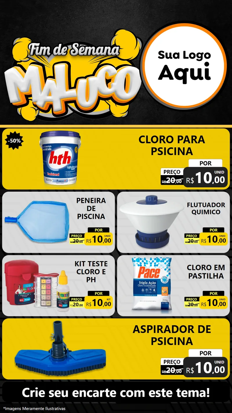 Modelo de TV para TV Vertical com o tema Fim de Semana Maluco para Produtos para Piscina