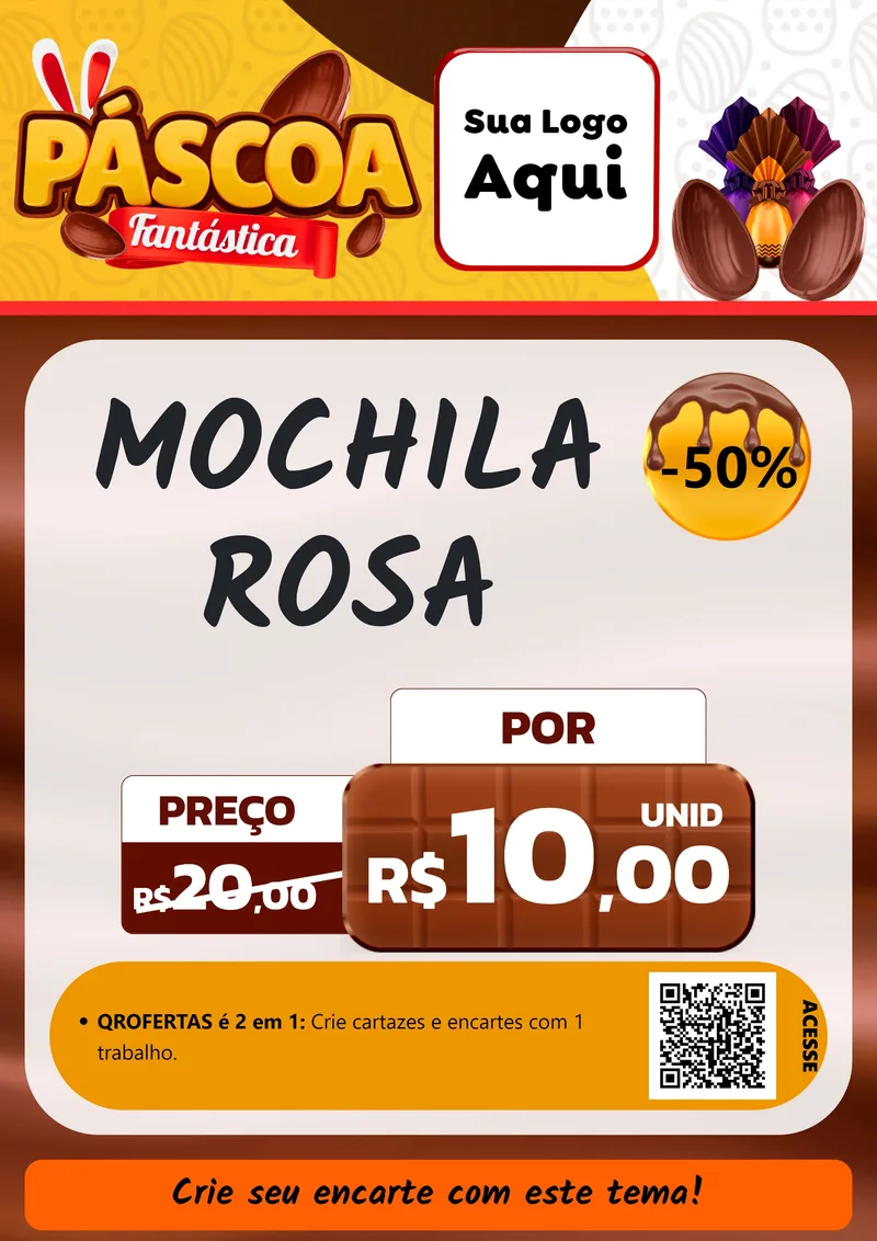Modelo de Cartaz para Cartaz A4 Vertical com o tema Páscoa Fantástica para Papelaria