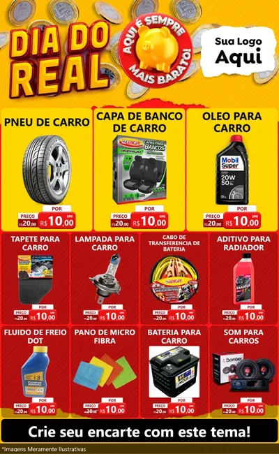 Modelo de Encarte para Encarte Grande com o tema Dia Do Real para Auto peças