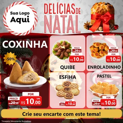 Modelo de Rede Social para Feed Facebook com o tema Delícias de Natal para Salgadaria