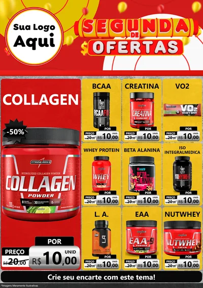 Modelo de Encarte para Encarte A4 Vertical com o tema Segunda de Ofertas para Suplementos alimentares