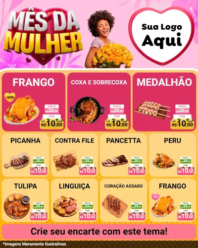 Modelo de Rede Social para Feed Instagram com o tema Mês da Mulher para Assados
