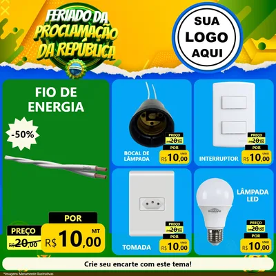Modelo de Rede Social para Feed Facebook com o tema Feriado da Proclamação da República para Materiais Elétricos