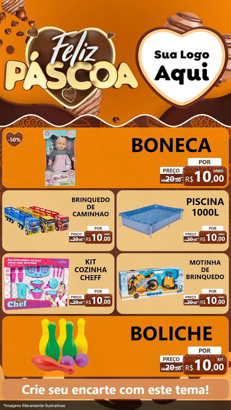 Modelo de TV para TV Vertical com o tema Feliz Páscoa para Brinquedos