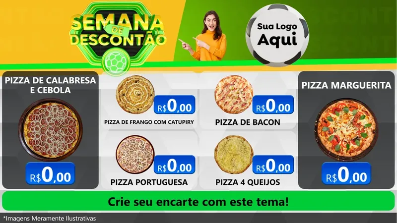 Modelo de TV para TV Horizontal com o tema Semana de Descontão - Copa para Pizzaria