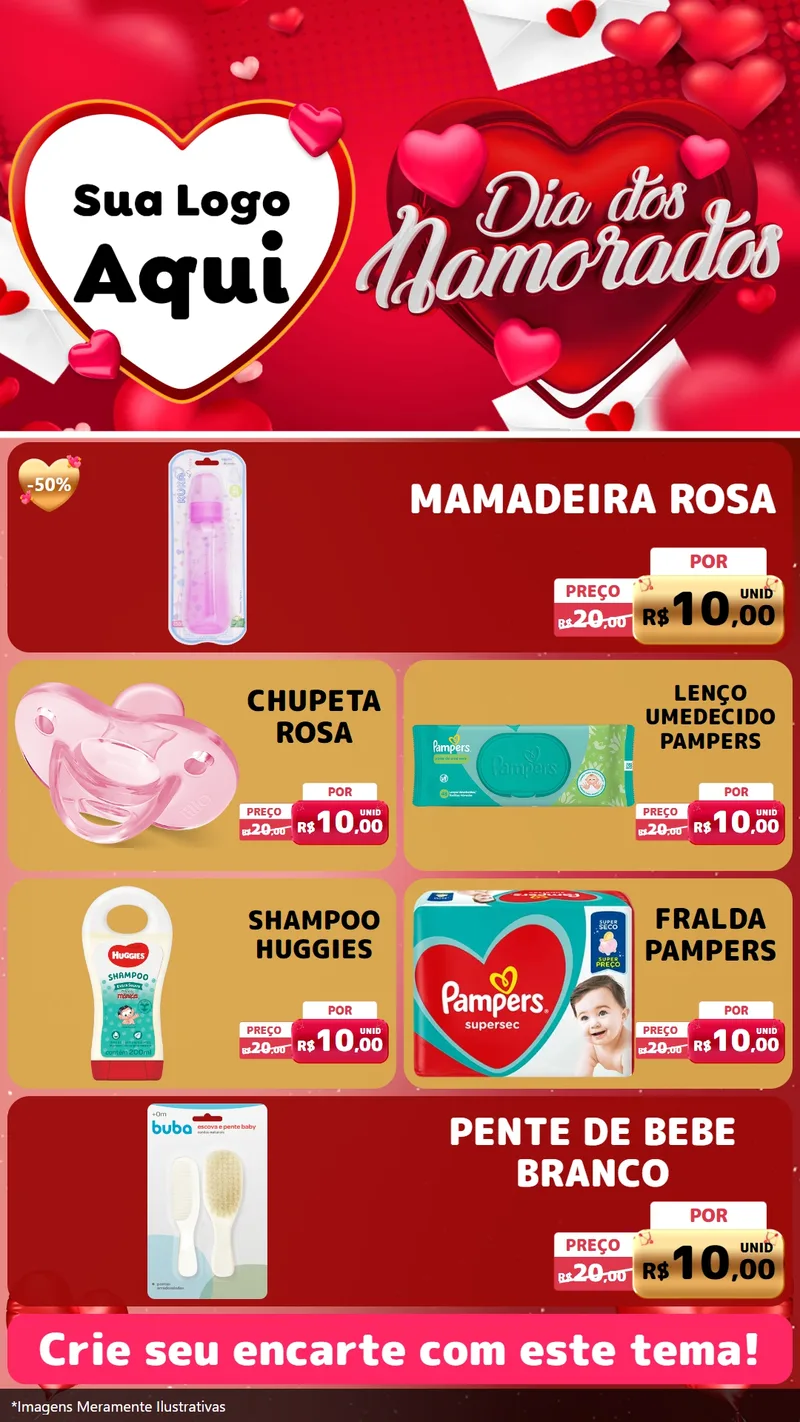 Modelo de TV para TV Vertical com o tema Dia Dos Namorados para Bebês