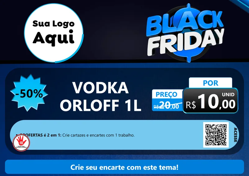 Modelo de Cartaz para Cartaz A4 Horizontal com o tema Black Friday para Distribuidora de bebidas