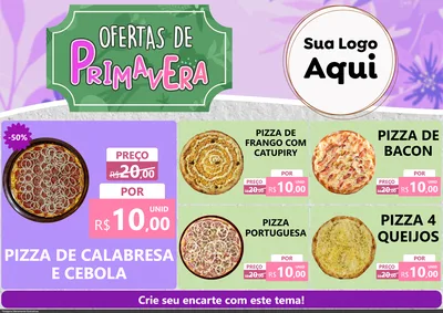 Modelo de Encarte para Encarte A4 Horizontal com o tema Ofertas de Primavera para Pizzaria