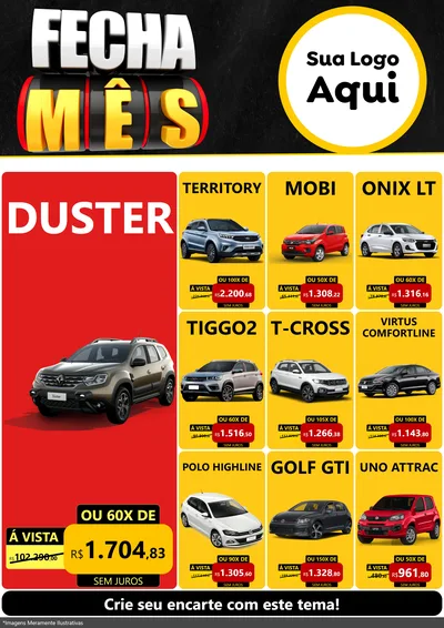 Modelo de Encarte para Encarte A4 Vertical com o tema Fecha Mês para Concessionaria de Carros