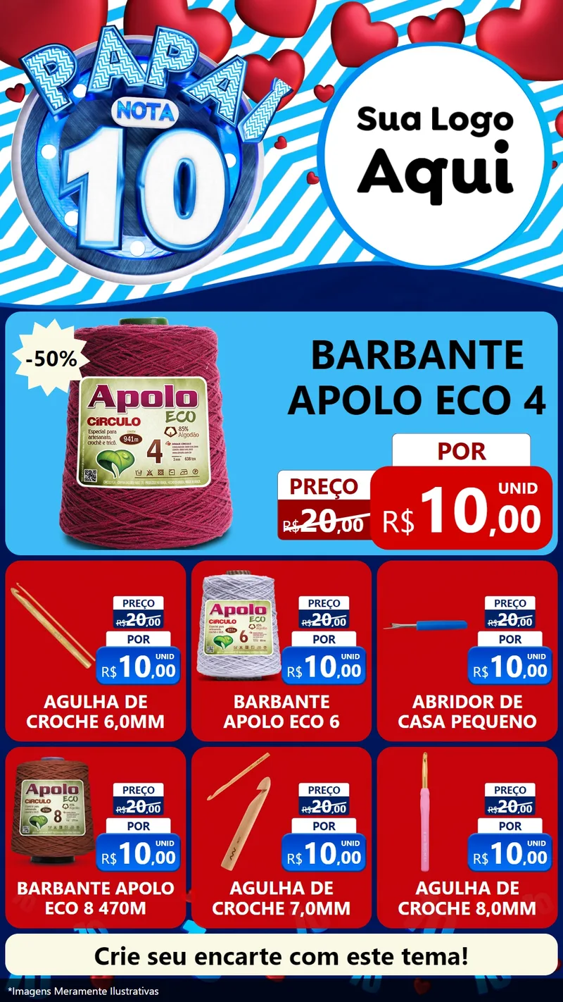 Modelo de Rede Social para Stories com o tema Papai Nota 10 para Armarinho e Aviamentos