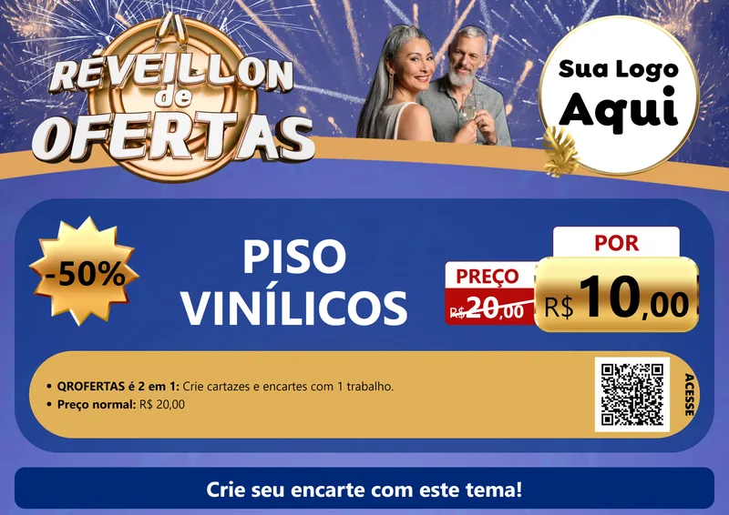 Modelo de Cartaz para Cartaz A4 Horizontal com o tema Réveillon de Ofertas para Material para Construção