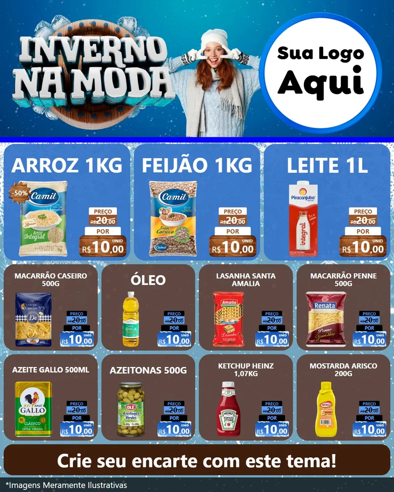 Modelo de Rede Social para Feed Instagram com o tema Inverno na Moda para Supermercado