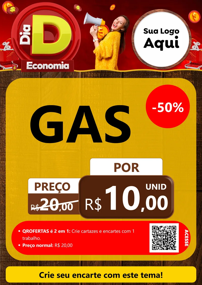Modelo de Cartaz para Cartaz A4 Vertical com o tema Dia D Economia para Água e gás