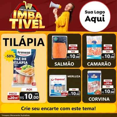 Modelo de Rede Social para Feed Facebook com o tema Fim de Semana Imbatível para Peixaria