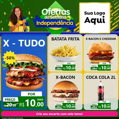 Modelo de Rede Social para Feed Facebook com o tema Ofertas da Semana da Independência para Hamburgueria