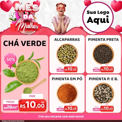 Modelo de Rede Social para Feed Facebook com o tema Mês da Mulher para Produtos Naturais