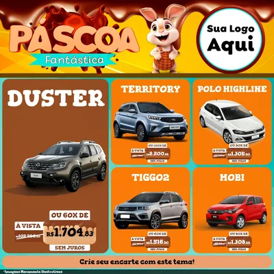 Modelo de Rede Social para Feed Facebook com o tema Páscoa Fantástica para Concessionaria de Carros