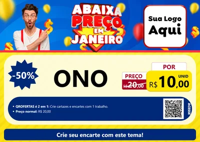 Modelo de Cartaz para Cartaz A4 Horizontal com o tema Abaixa Preço em Janeiro para Óticas
