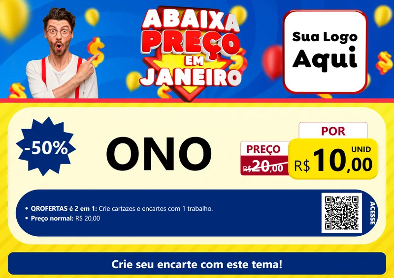 Modelo de Cartaz para Cartaz A4 Horizontal com o tema Abaixa Preço em Janeiro para Óticas