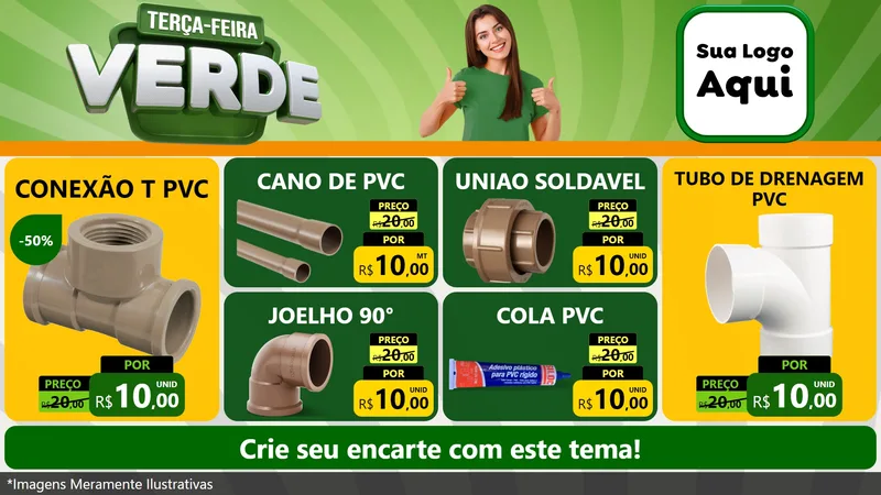 Modelo de TV para TV Horizontal com o tema Terça - Feira Verde para Tubos e conexões