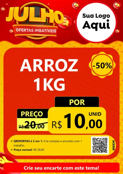 Modelo de Cartaz para Cartaz A4 Vertical com o tema Julho Ofertas Imbatíveis para Supermercado