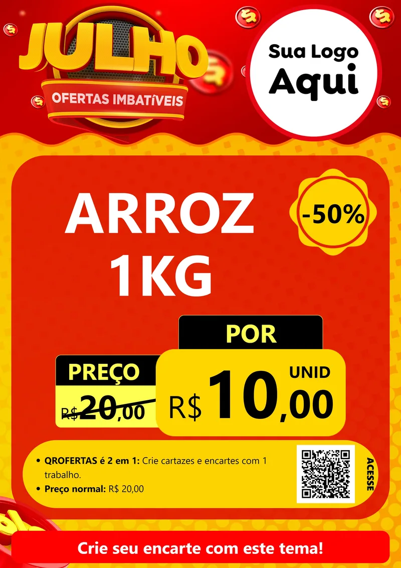Modelo de Cartaz para Cartaz A4 Vertical com o tema Julho Ofertas Imbatíveis para Supermercado