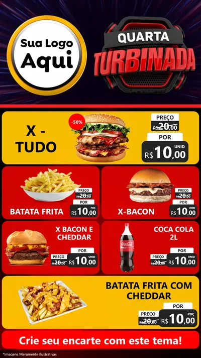 Modelo de TV para TV Vertical com o tema Quarta Turbinada para Hamburgueria