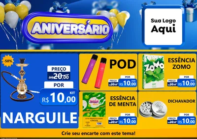 Modelo de Encarte para Encarte A4 Horizontal com o tema Aniversário para Tabacaria