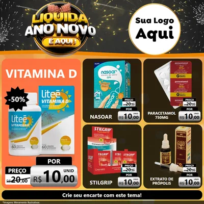 Modelo de Rede Social para Feed Facebook com o tema Liquida Ano Novo É Aqui! para Farmácia