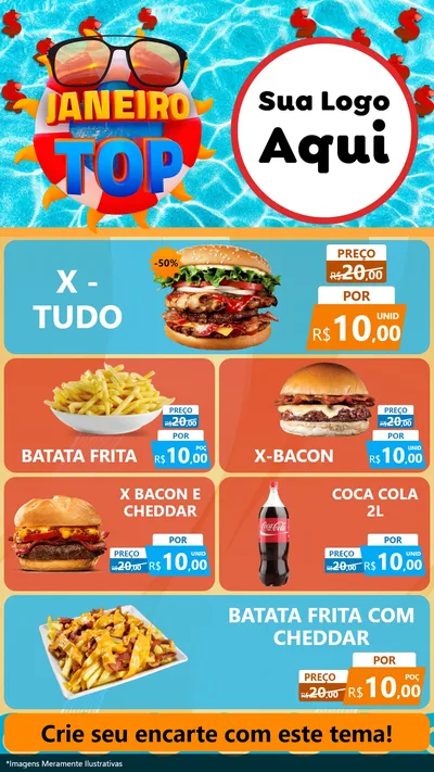 Modelo de TV para TV Vertical com o tema Janeiro Top para Hamburgueria