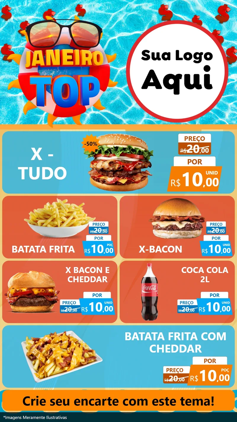 Modelo de TV para TV Vertical com o tema Janeiro Top para Hamburgueria
