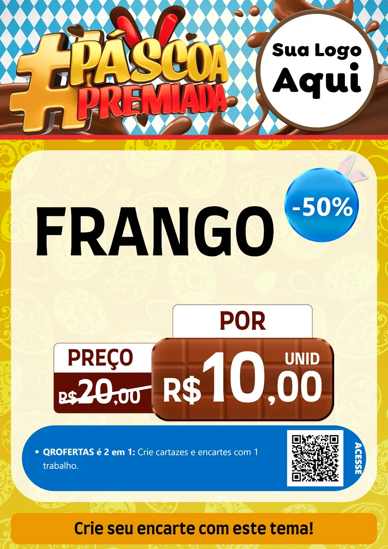 Modelo de Cartaz para Cartaz A4 Vertical com o tema Páscoa Premiada para Assados