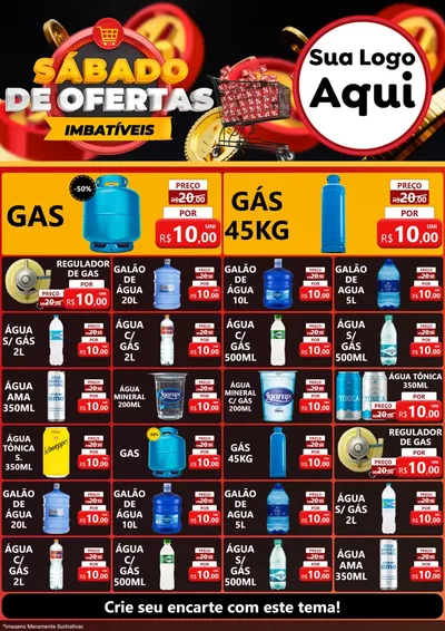 Modelo de Encarte para Encarte A4 Vertical com o tema Sábado de Ofertas Imbatíveis para Água e gás