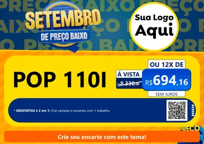 Modelo de Cartaz para Cartaz A4 Horizontal com o tema Setembro De Preço Baixo para Concessionaria de Motos