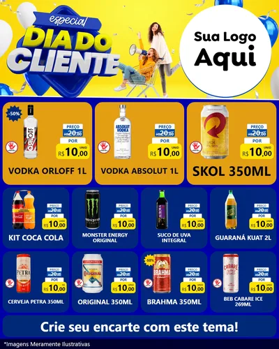 Modelo de Rede Social para Feed Instagram com o tema Especial Dia do Cliente para Distribuidora de bebidas