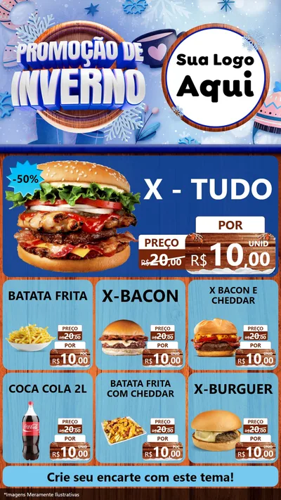 Modelo de Rede Social para Stories com o tema Promoção de Inverno para Hamburgueria